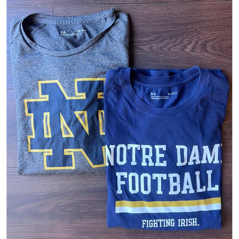 Under Armour Notre Dame Fighting Irish Long Sleeve Shirt Bundle Mens Large 2pk